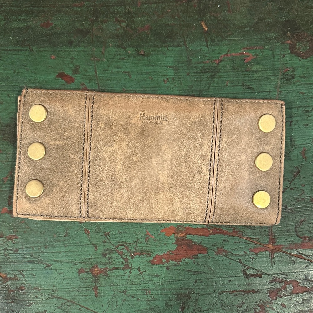 Hammitt Distressed Tan Wallet with Gold Studs